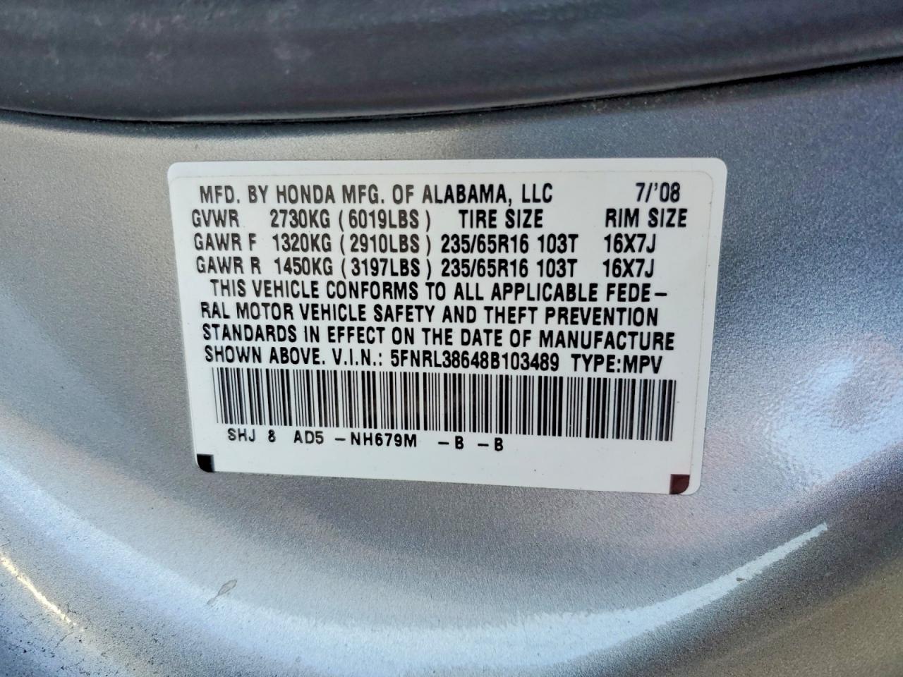 Honda Odyssey Exl
