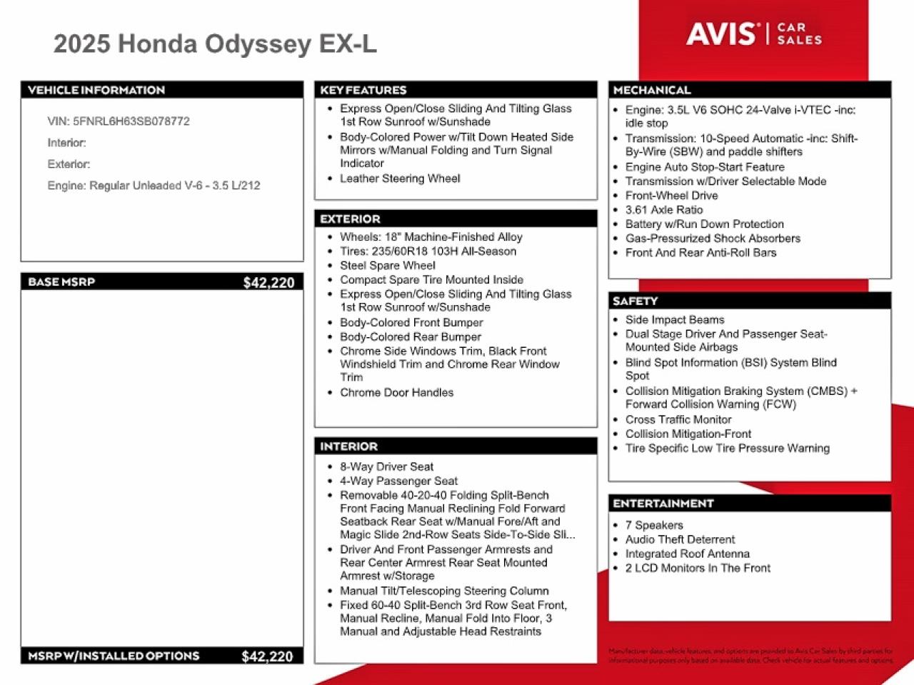 Honda Odyssey Exl