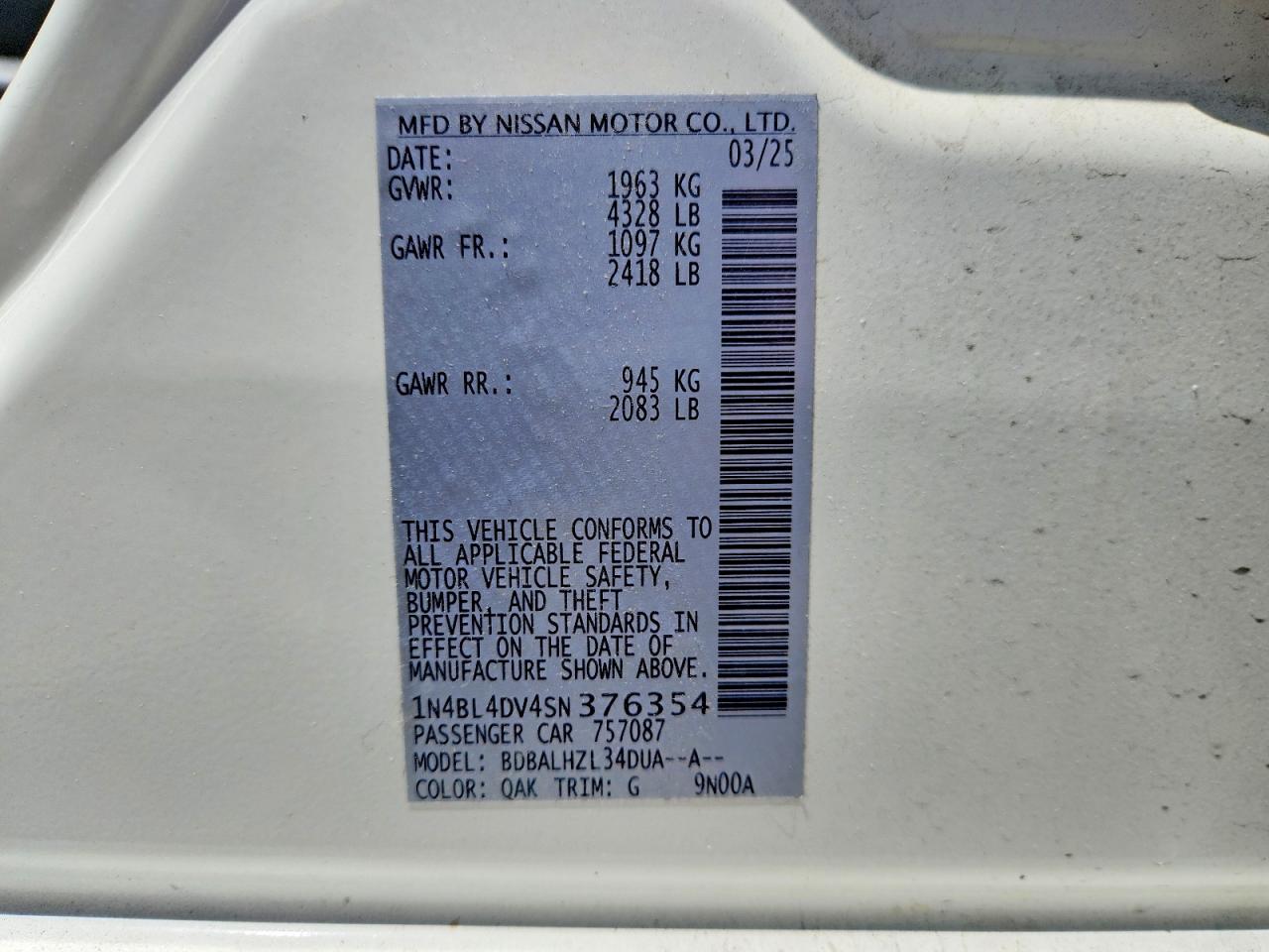 Nissan Altima Sv