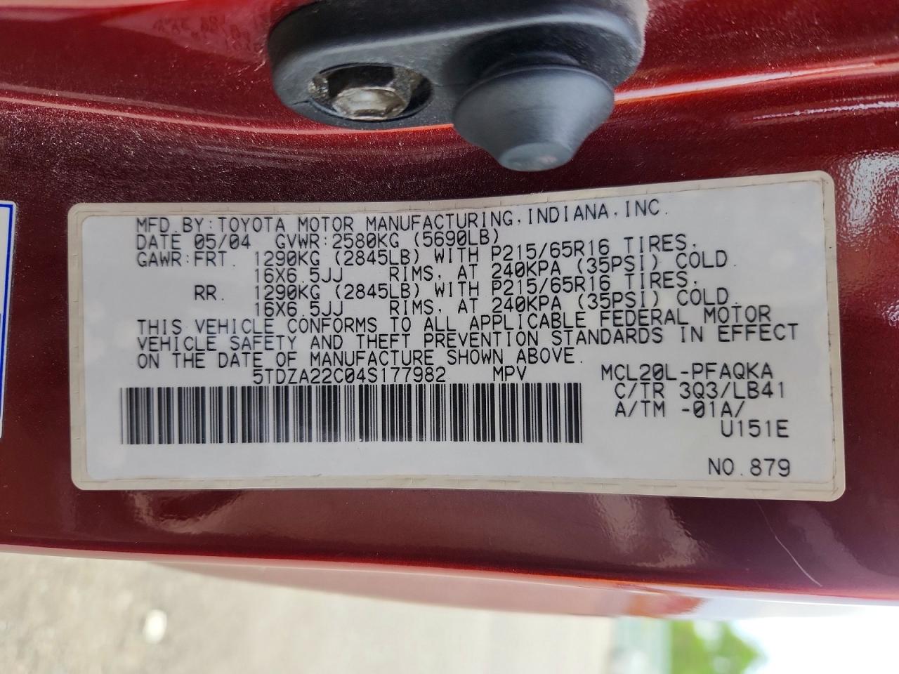 Toyota Sienna Xle 7 Passenger