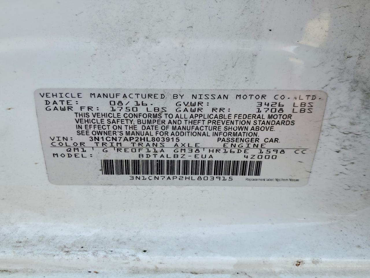 Nissan Versa 1.6 S
