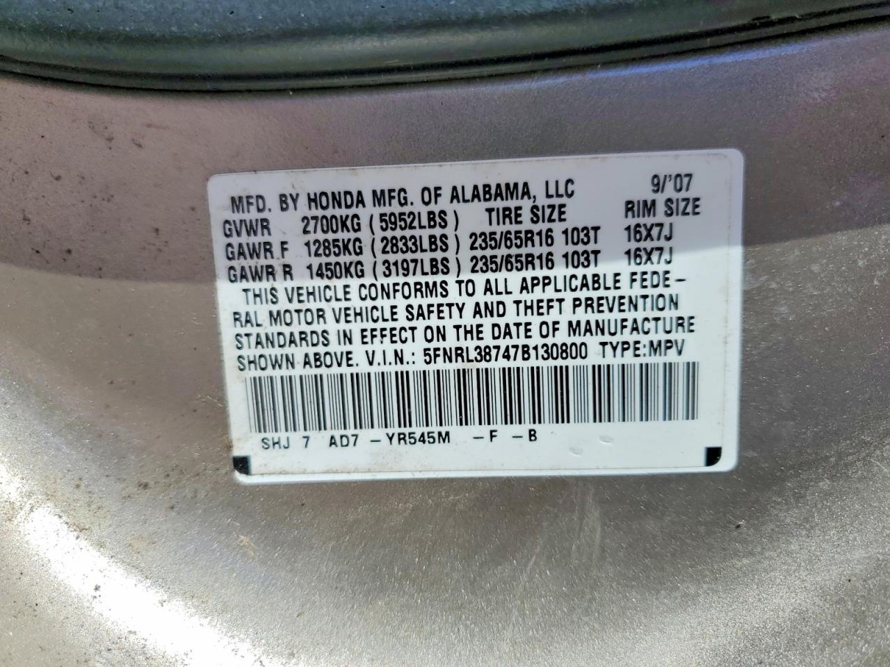 Honda Odyssey Exl