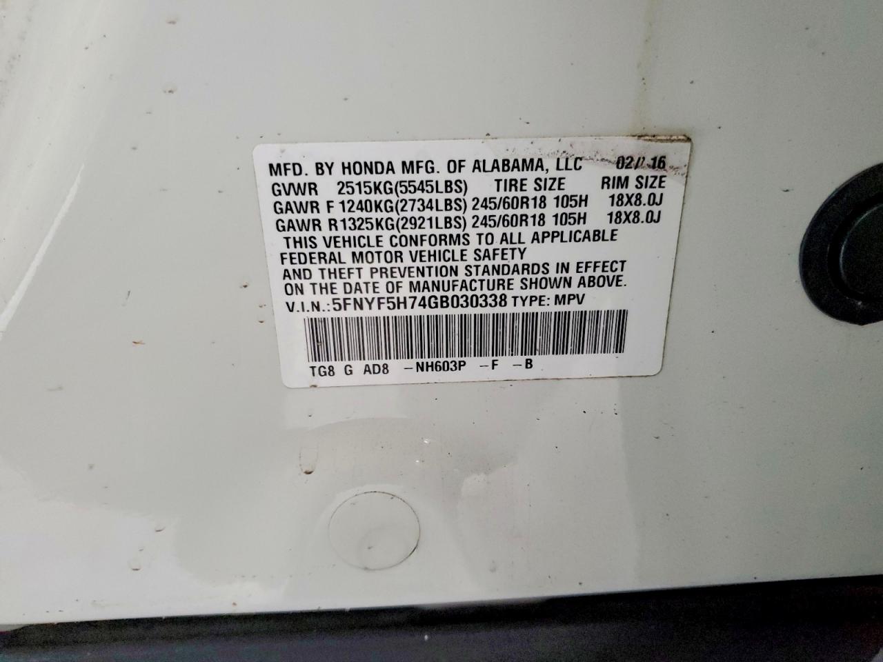 Honda Pilot Exln