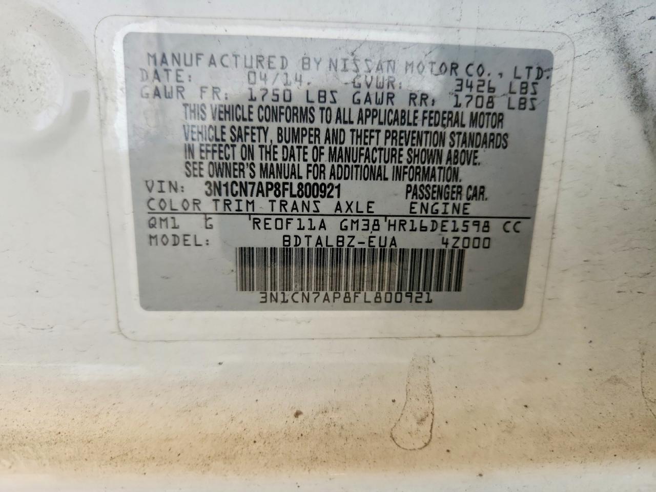 Nissan Versa 1.6 S