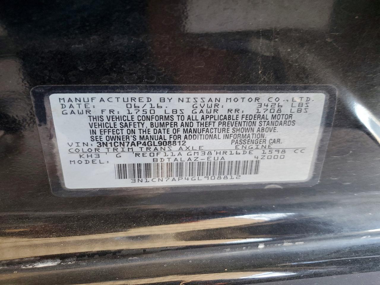 Nissan Versa 1.6 S Plus