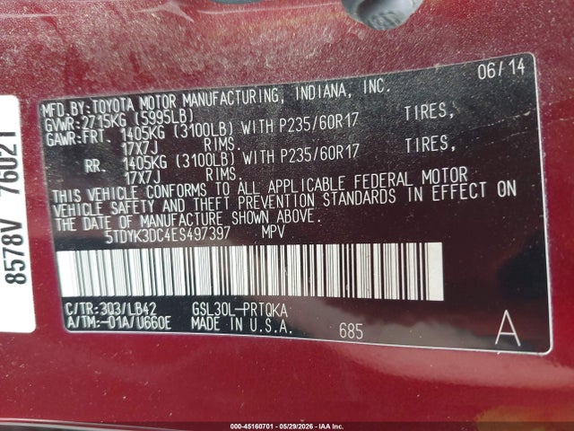 Toyota Sienna Xle V6 8 Passenger