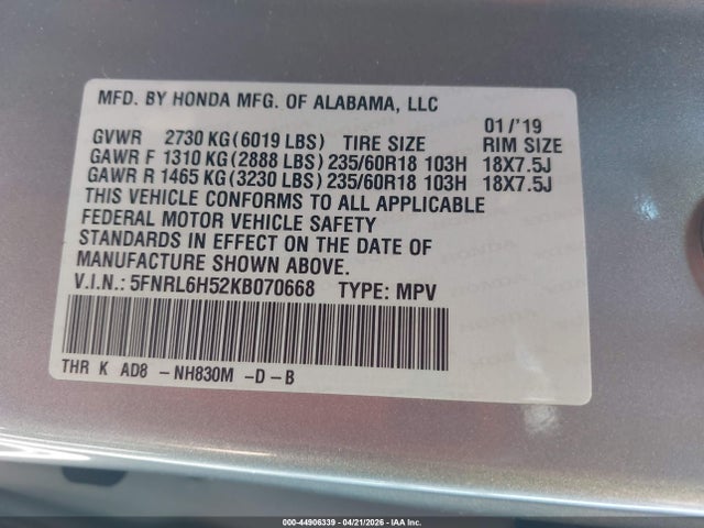 Honda Odyssey Ex