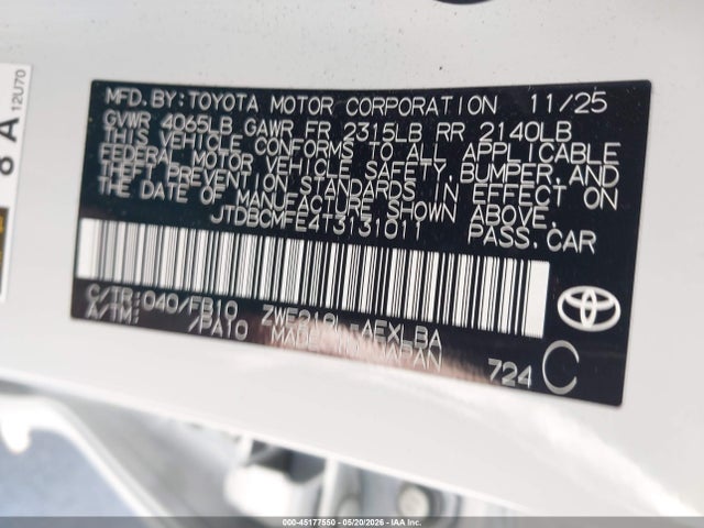 Toyota Corolla Hybrid Le
