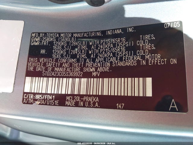 Toyota Sienna Ce