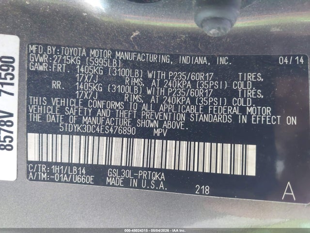Toyota Sienna Xle V6 8 Passenger