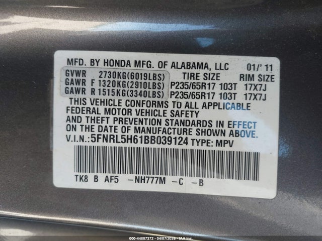 Honda Odyssey Ex-l