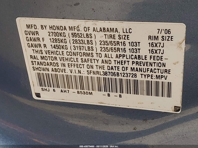 Honda Odyssey Ex-l
