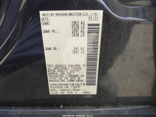 Nissan Altima Sv Fwd