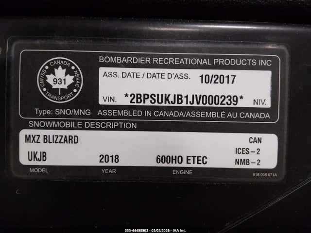 Ski-doo Mxz Blizzard 600 H.o