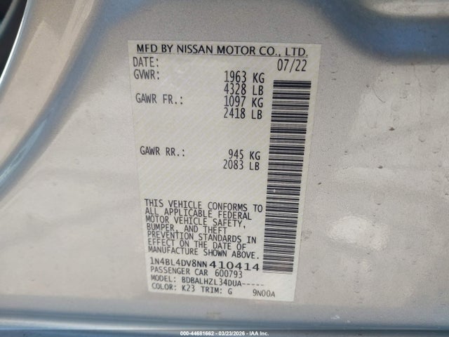 Nissan Altima Sv Fwd