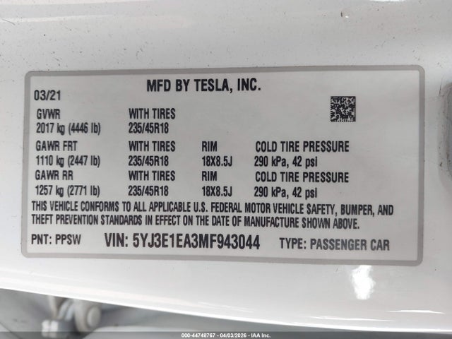 Tesla Model 3 Standard Range Plus Rear-wheel Drive