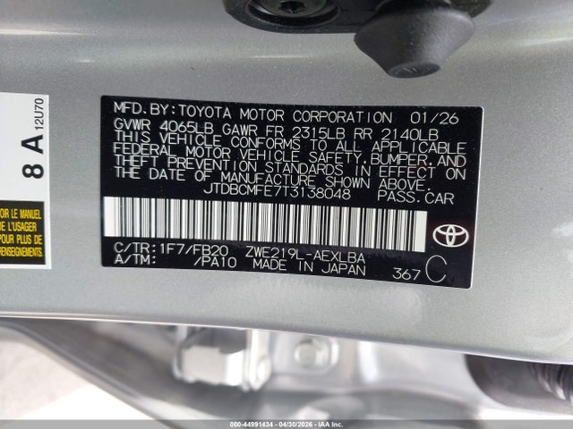 Toyota Corolla Hybrid Le