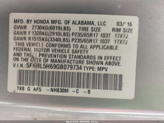 Honda Odyssey Ex-l