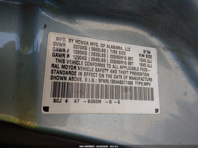 Honda Odyssey Ex-l
