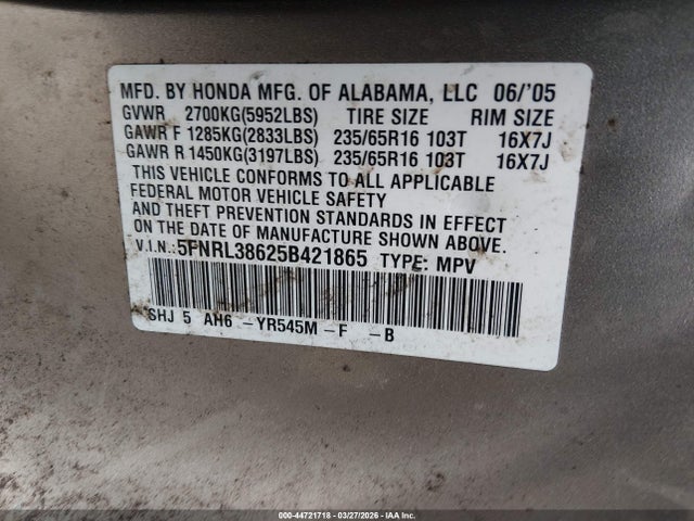 Honda Odyssey Ex-l