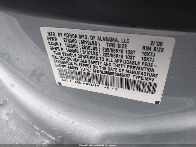 Honda Odyssey Ex-l