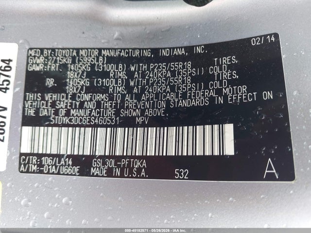 Toyota Sienna Limited V6 7 Passenger