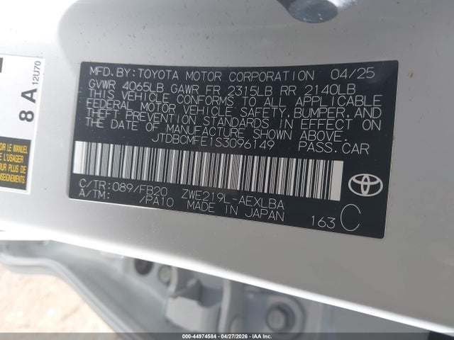 Toyota Corolla Hybrid Le