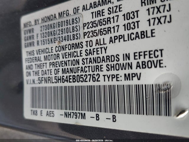 Honda Odyssey Ex-l