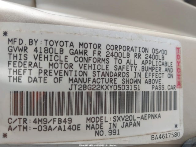 Toyota Camry Le