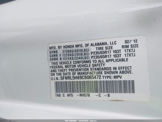 Honda Odyssey Ex-l