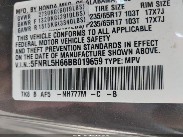 Honda Odyssey Ex-l