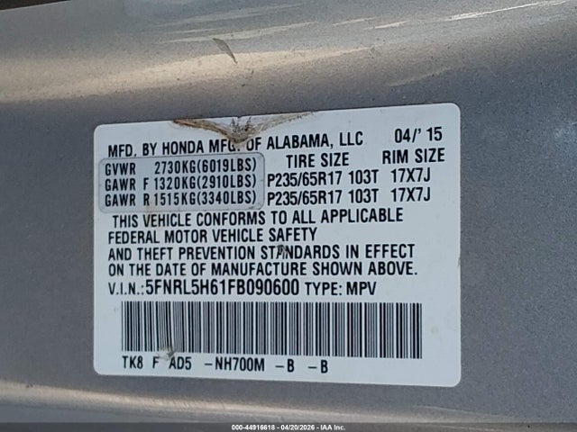 Honda Odyssey Ex-l
