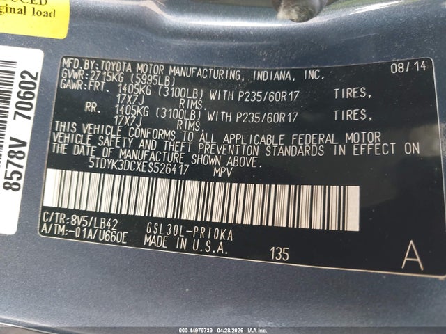 Toyota Sienna Xle V6 8 Passenger