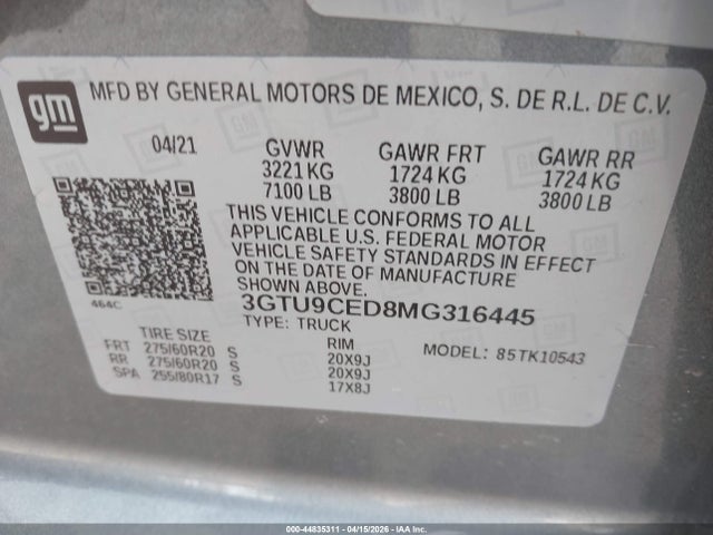 GMC Sierra 1500 4wd  Short Box Elevation