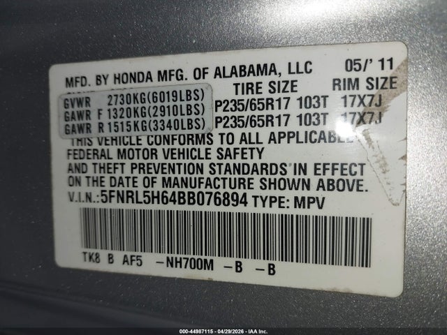Honda Odyssey Ex-l