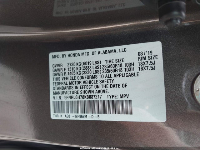 Honda Odyssey Ex-l