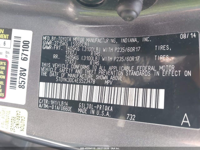 Toyota Sienna Xle V6 8 Passenger