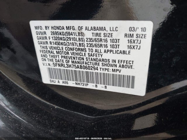 Honda Odyssey Ex-l