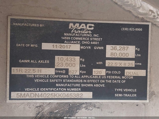 Mac Trailer Mfg End Dump