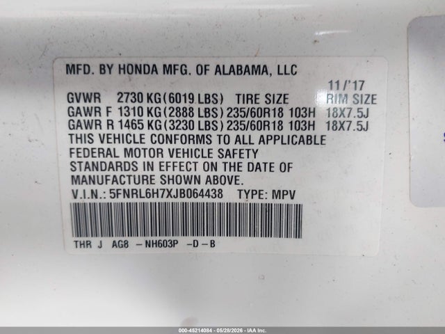 Honda Odyssey Ex-l