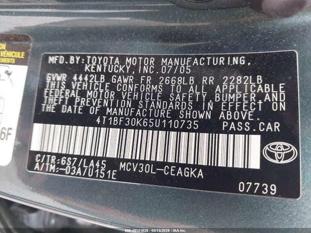 Toyota Camry Xle V6