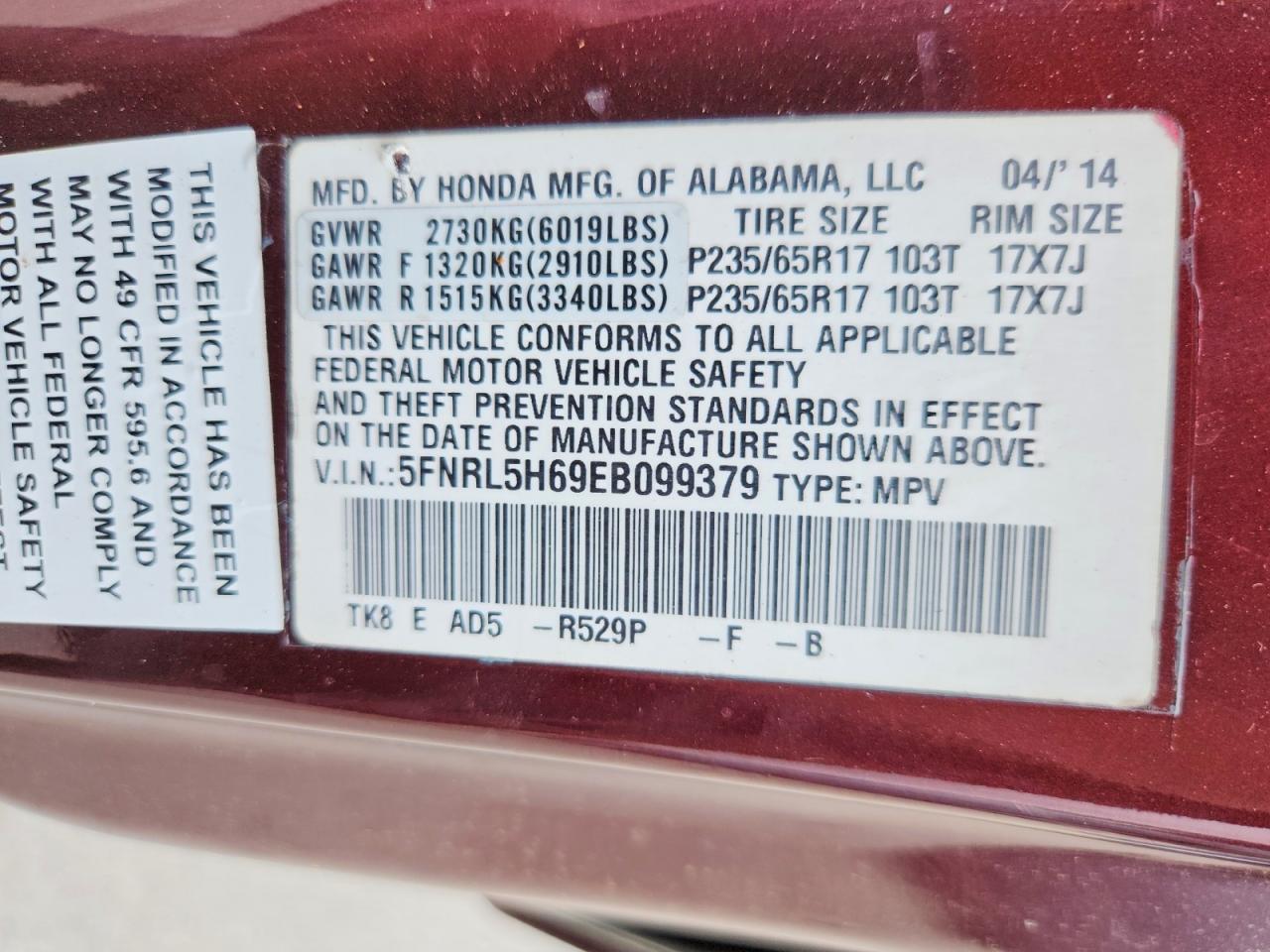 Honda Odyssey Exl