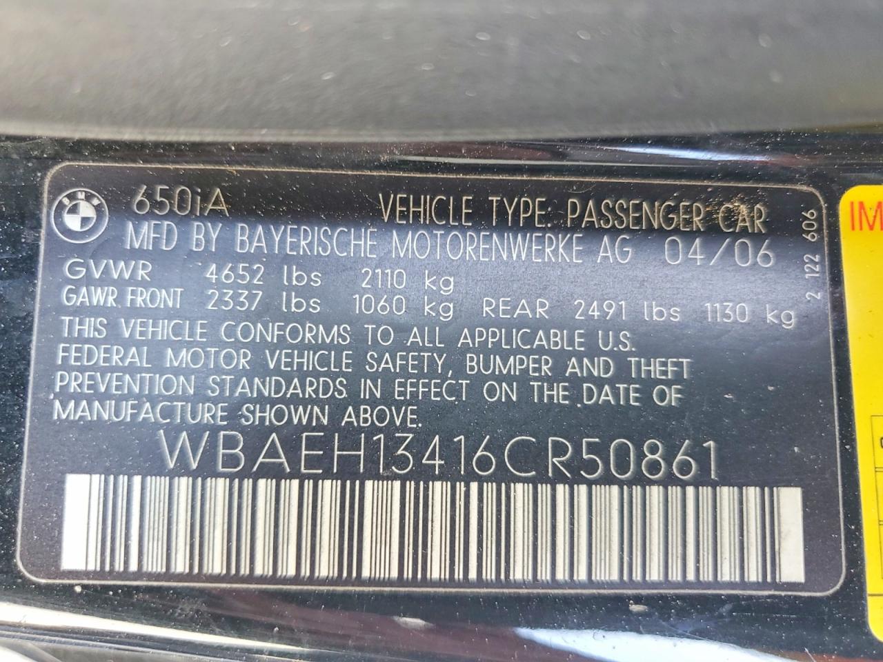BMW 6 Series I