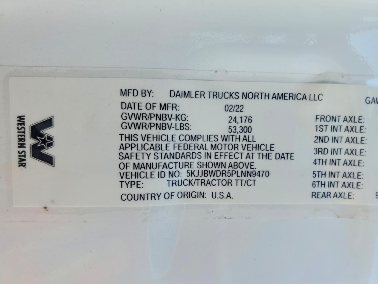 Western Star Auto Car 49x Chassis