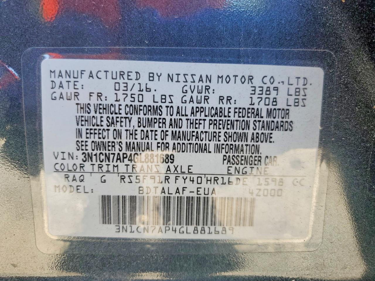 Nissan Versa 1.6 S