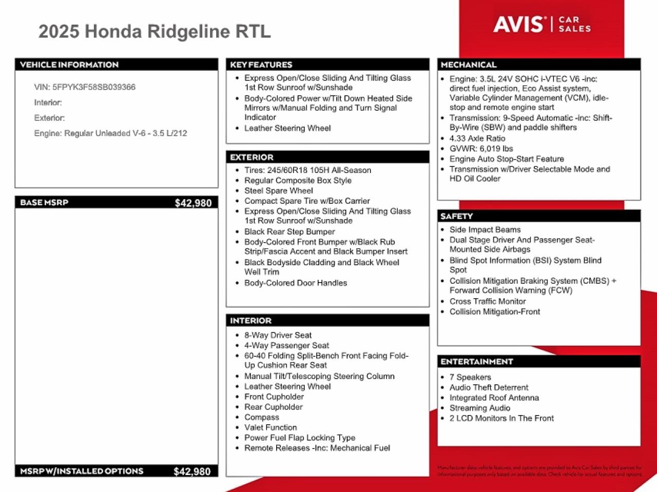 Honda Ridgeline Rtl