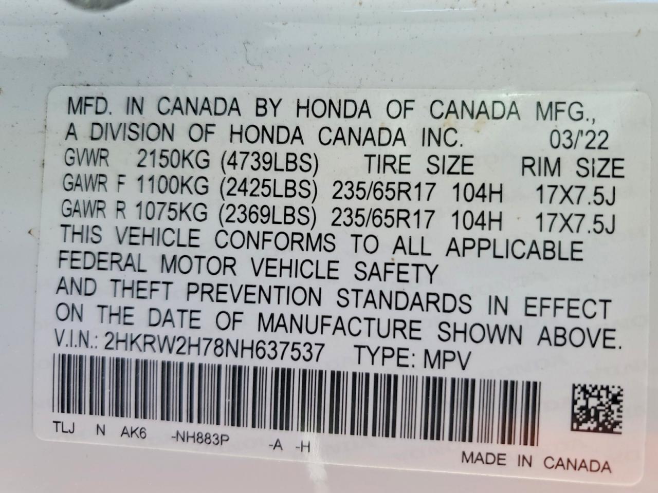 Honda Crv Se