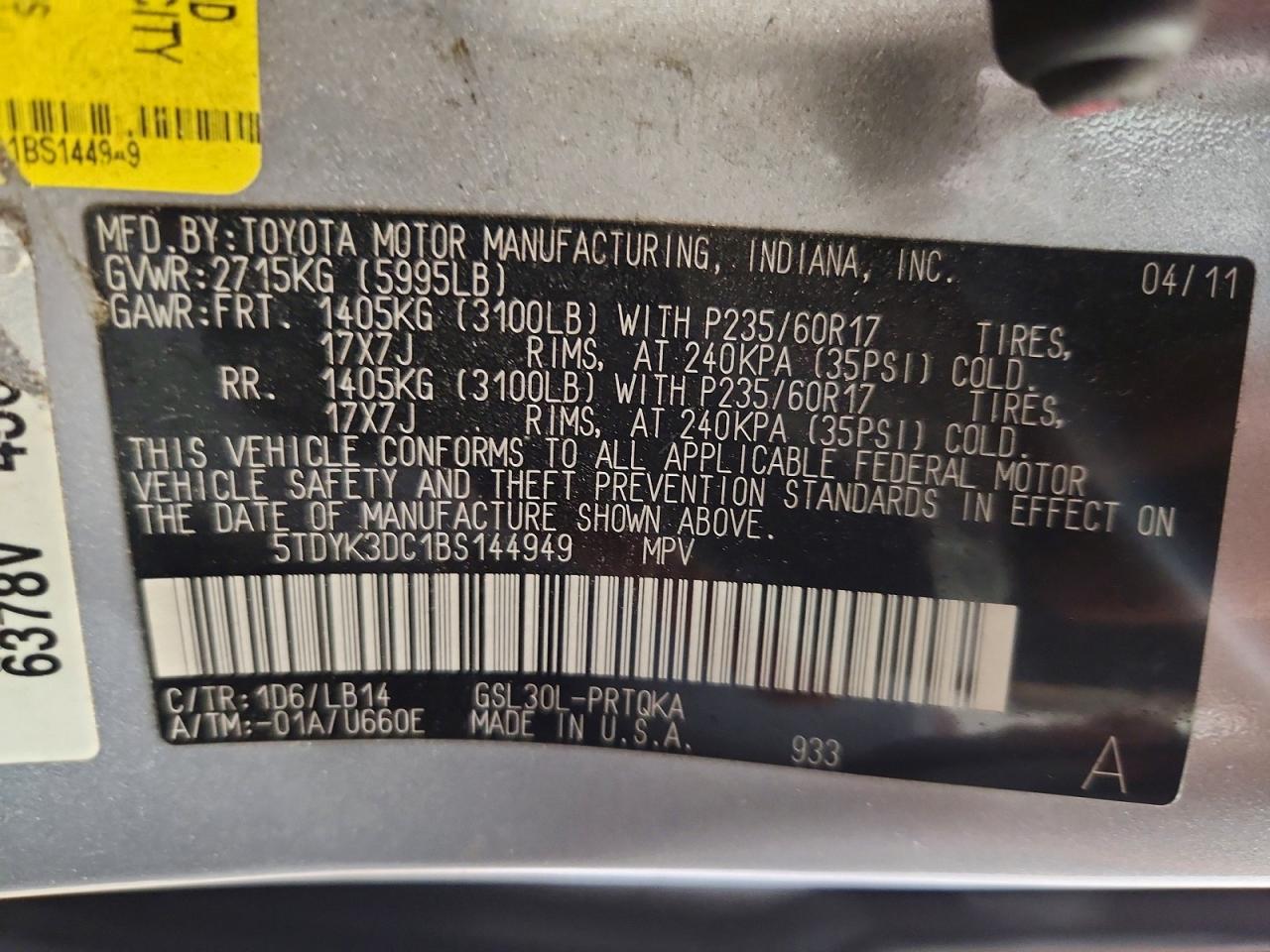 Toyota Sienna Xle 8-passenger
