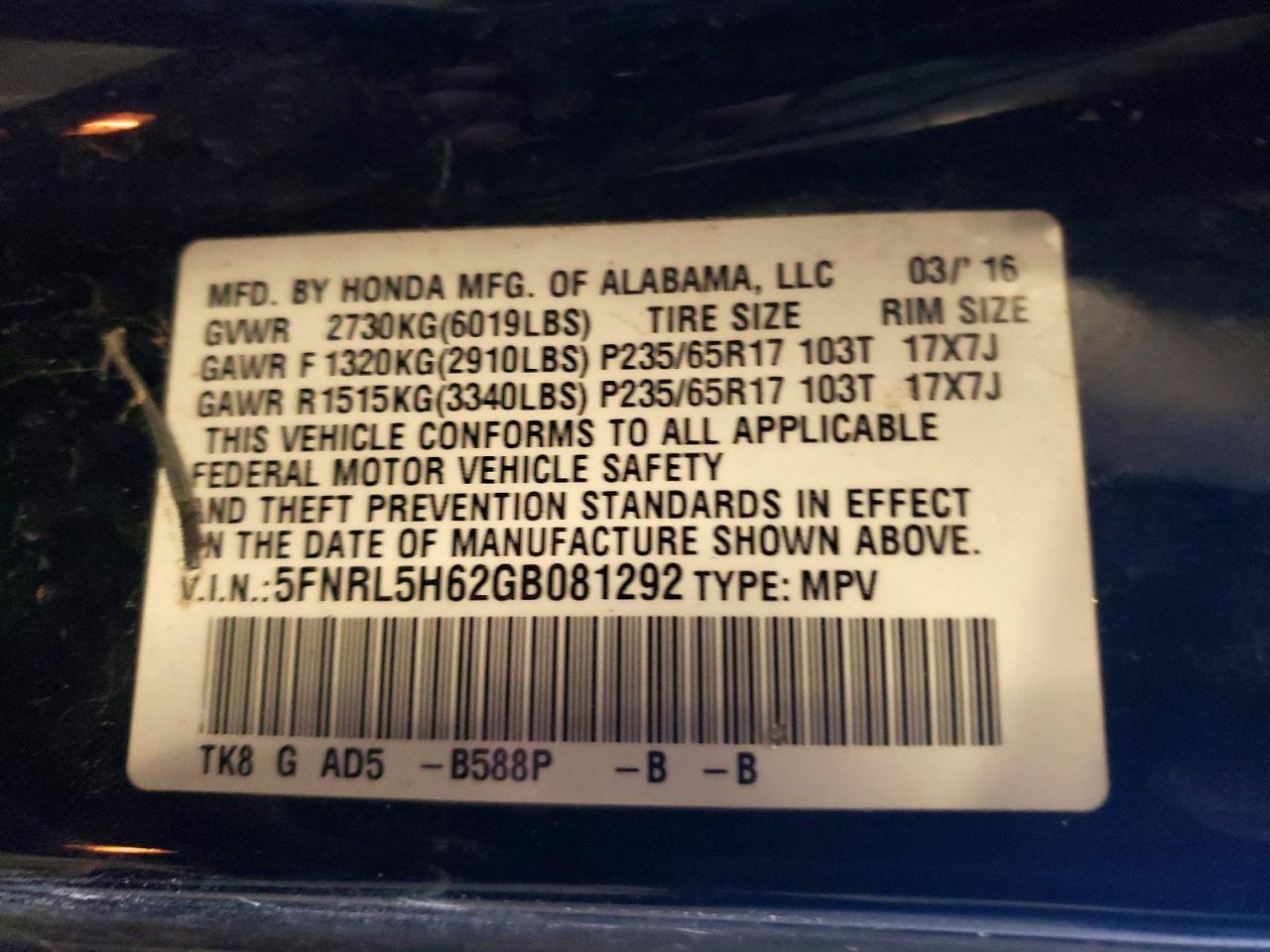 Honda Odyssey Exl