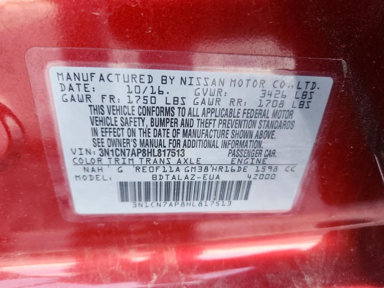 Nissan Versa 1.6 S Plus
